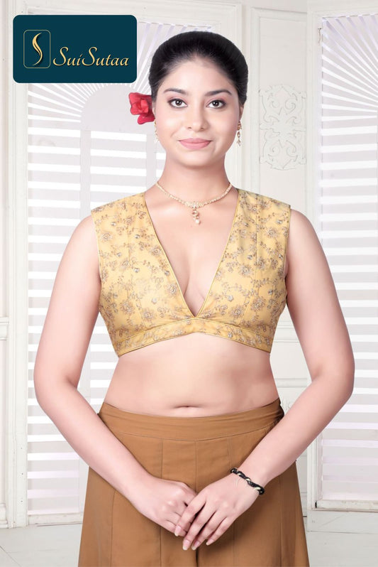 Sleeveless front deep blouse